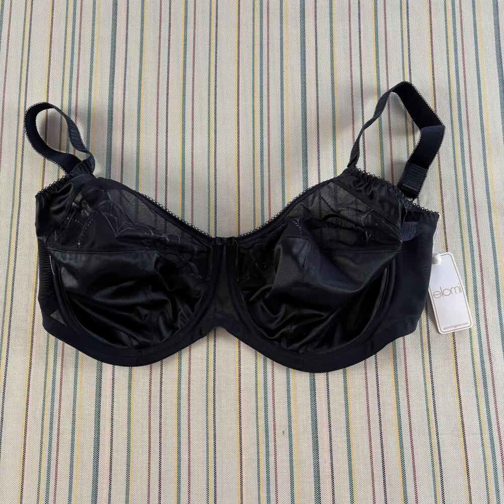 Elomi Cate Full Cup Underwire Bra Womens 34K Black EL4030BLK Plus Lingerie
